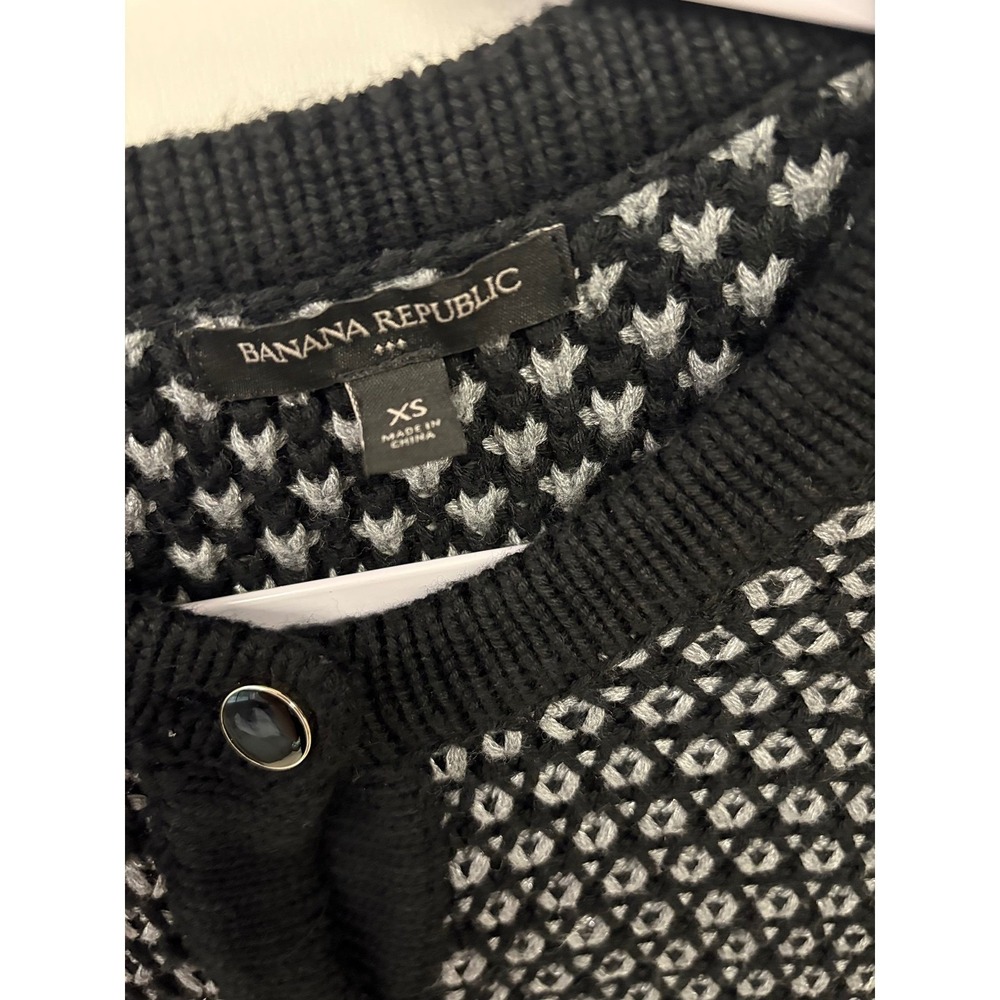 Dark Academia Chic Office Cardigan‎ Women XS Black Silver Metallic Preppy - Picture 2 of 5